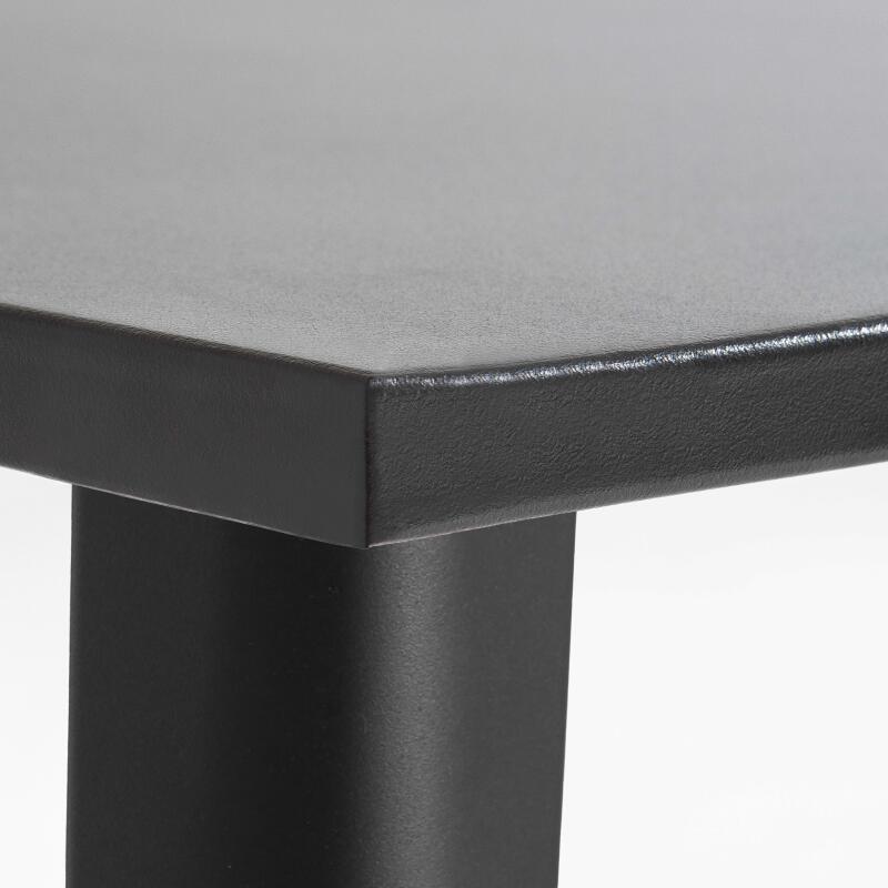 Table haute de jardin en métal noir mat (120 x 101 cm)