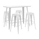 Table haute de jardin 120 x 60 cm et 4 tabourets en métal noir mat