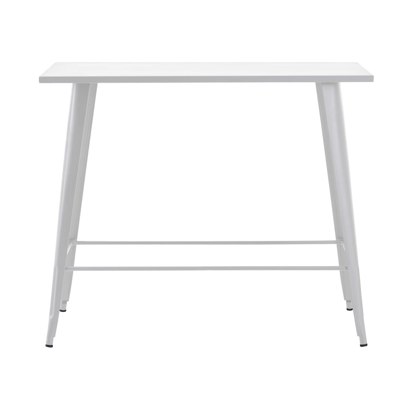 Table haute de jardin 120 x 60 cm et 4 tabourets en métal noir mat