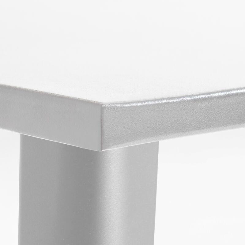 Table haute de jardin 120 x 60 cm et 4 tabourets en métal noir mat (4/5)