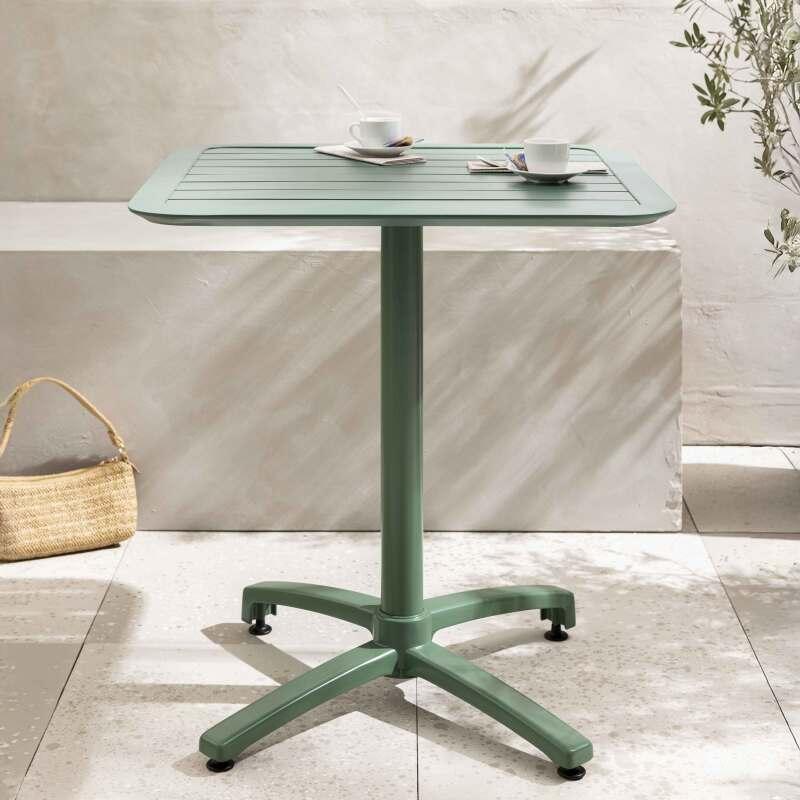 Table de jardin bistrot carrée inclinable en aluminium 2 personnes 60x60 cm - Ambiance
