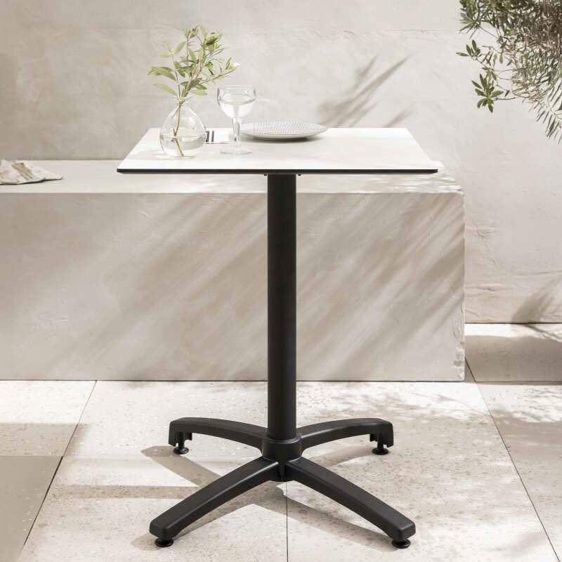 Table de jardin carrée inclinable en aluminium noir et HPL 4 personnes 70x70 cm - Ambiance