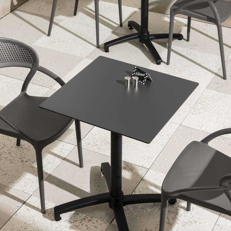 Table de jardin carrée 60 x 60 cm inclinable en HPL