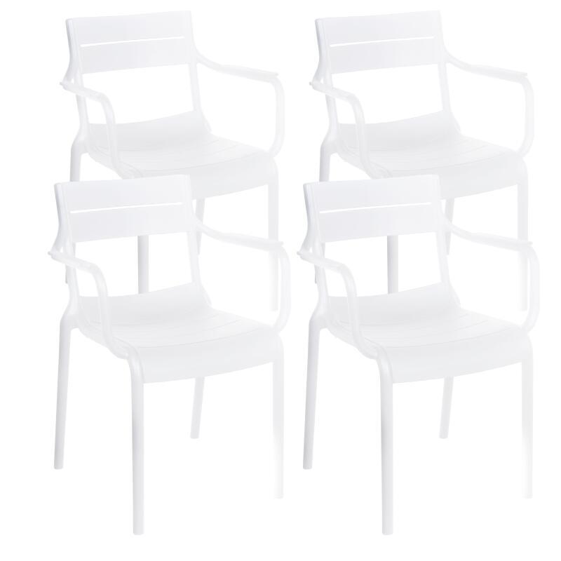 Chaises de jardin en plastique avec accoudoirs - Lot de 4