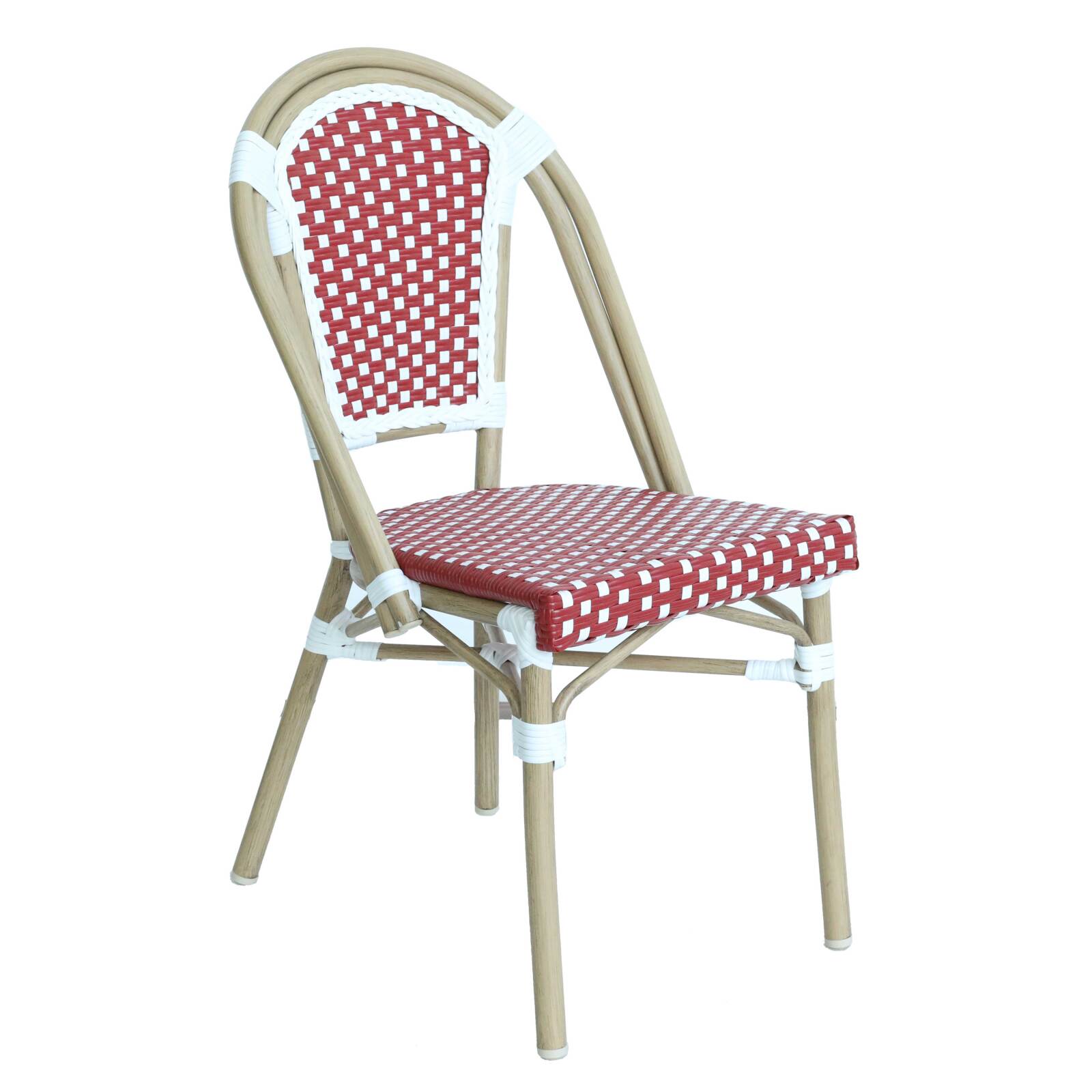 Chaise de jardin style bistrot parisien en aluminium et rotin synthétique