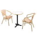 Table de terrasse en contreplaqué stratifié avec bord en aluminium ⌀60 cm et 2 chaises style bistrot parisien