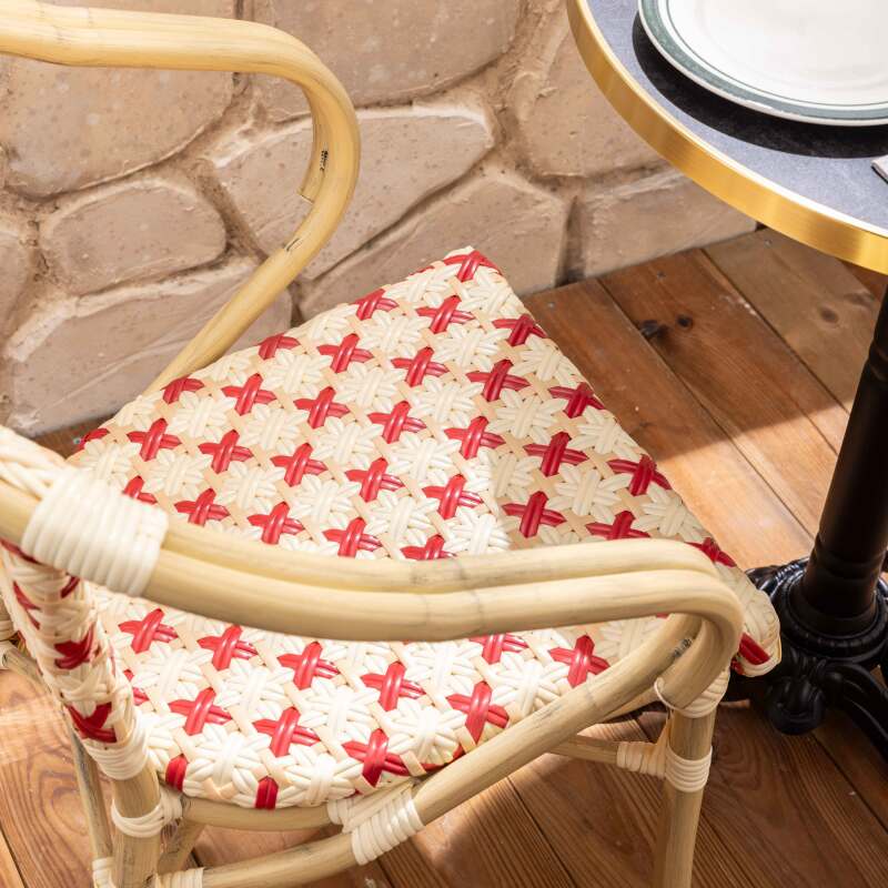 Table de terrasse en contreplaqué stratifié avec bord en aluminium ⌀60 cm et 2 chaises style bistrot parisien (3/8)
