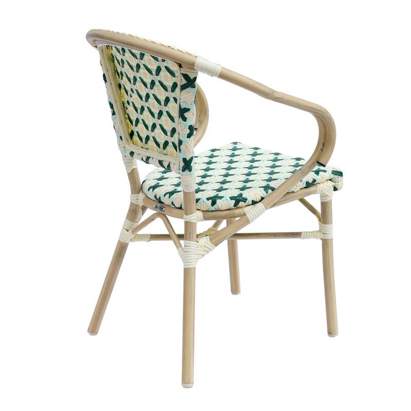 Table de terrasse en contreplaqué stratifié avec bord en aluminium ⌀60 cm et 2 chaises style bistrot parisien (7/8)