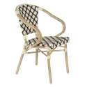 Table de terrasse en contreplaqué stratifié avec bord en aluminium ⌀60 cm et 2 chaises style bistrot parisien