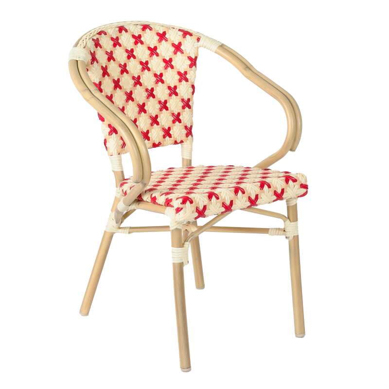 Table de terrasse en contreplaqué stratifié avec bord en aluminium ⌀60 cm et 2 chaises style bistrot parisien (6/8)