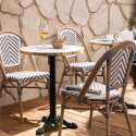 Table de terrasse ⌀60 cm inclinable stratifiée et 2 chaises style bistrot en aluminium 