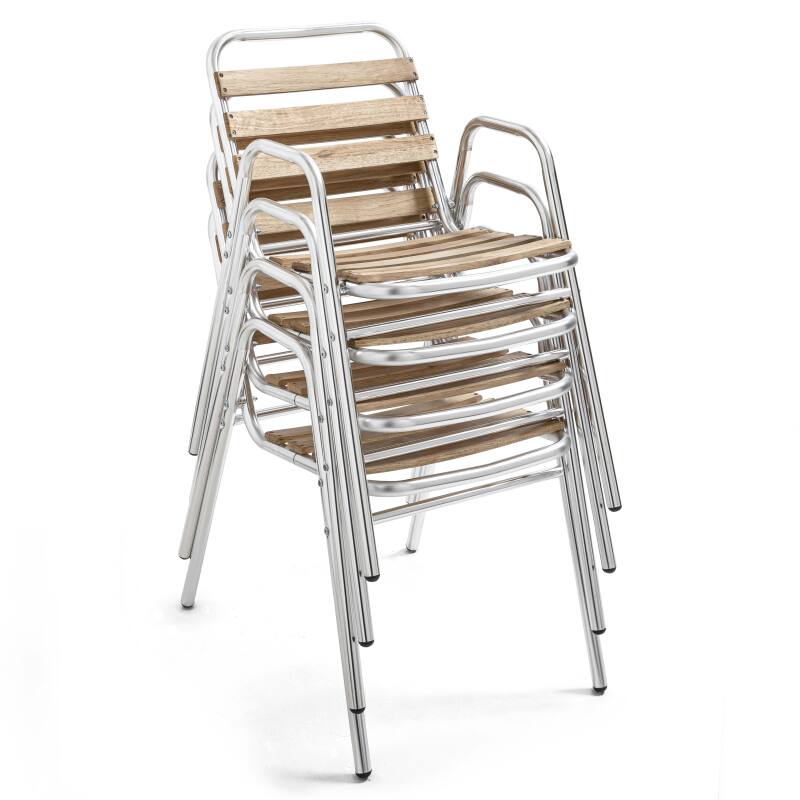 Table de terrasse rabattable et 4 chaises en aluminium et bois