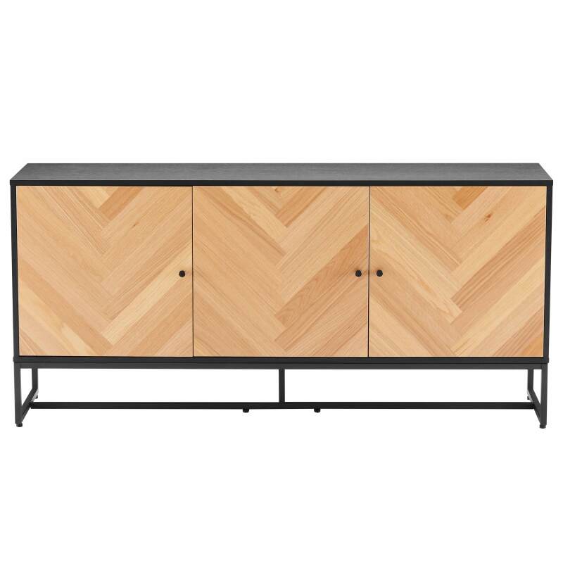 Buffet 3 portes en panneaux de particules plaqué chêne décor mélaminé FSC® 160 cm