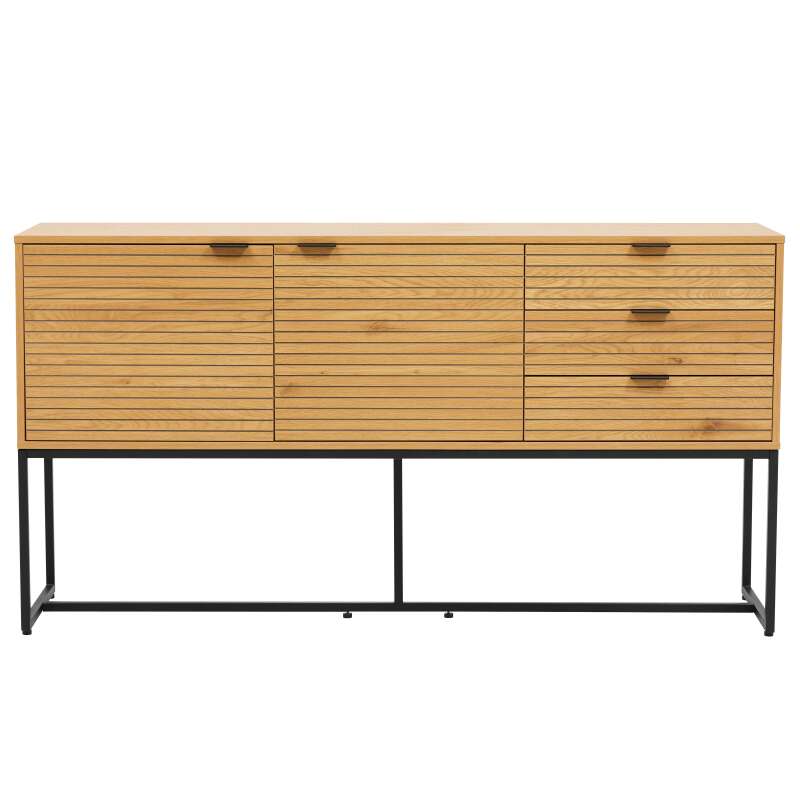 Buffet 2 portes et 3 tiroirs en acier et MDF décor mélaminé FSC®