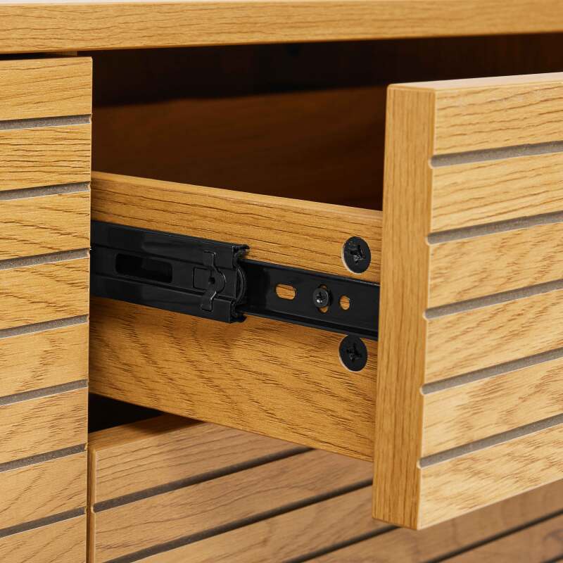 Buffet 2 portes et 3 tiroirs en acier et MDF décor mélaminé FSC®