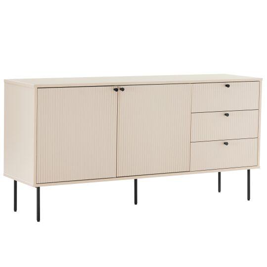 Buffet 2 portes et 3 tiroirs en acier et MDF décor mélaminé FSC® 150 cm