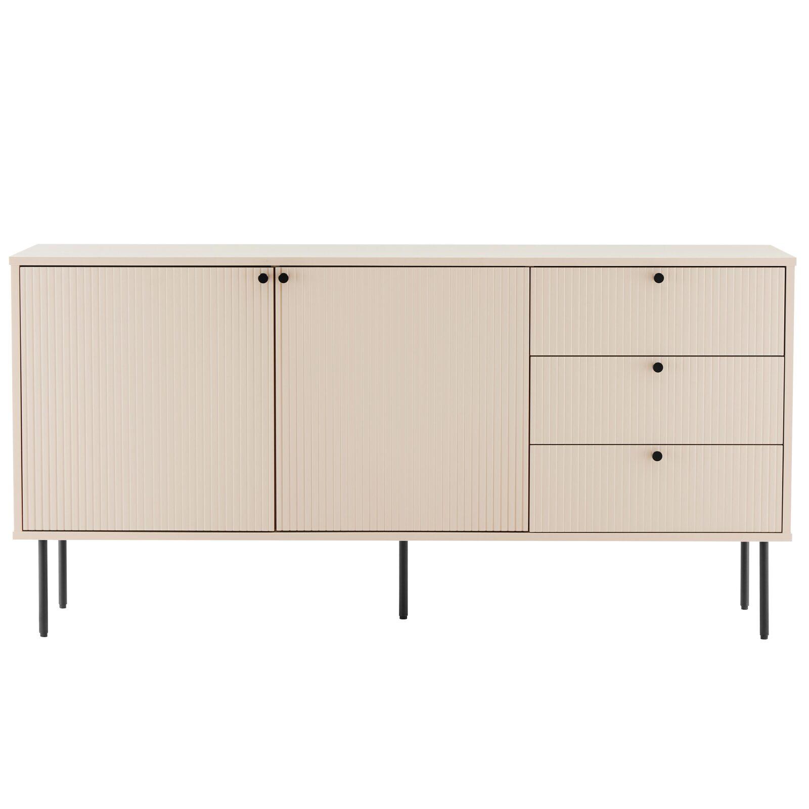 Buffet 2 portes et 3 tiroirs en acier et MDF décor mélaminé FSC® 150 cm
