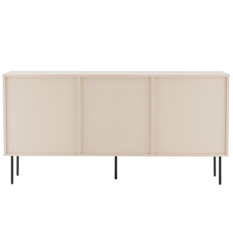 Buffet 2 portes et 3 tiroirs en acier et MDF décor mélaminé FSC® 150 cm