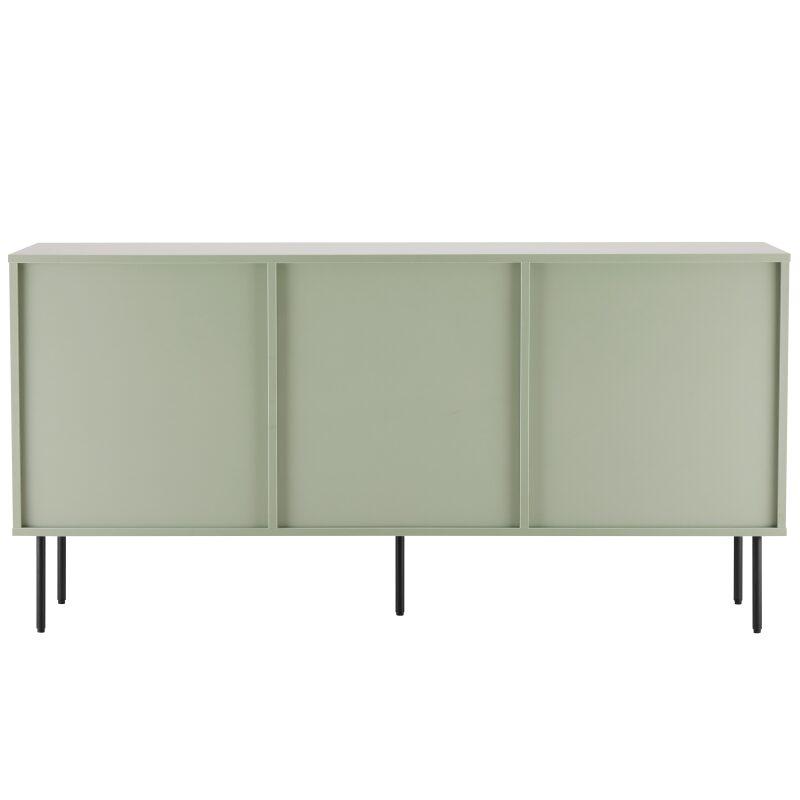 Buffet 2 portes et 3 tiroirs en acier et MDF décor mélaminé FSC® 150 cm