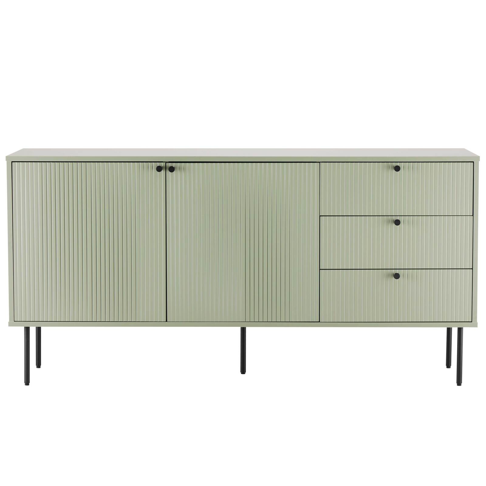 Buffet 2 portes et 3 tiroirs en acier et MDF décor mélaminé FSC® 150 cm