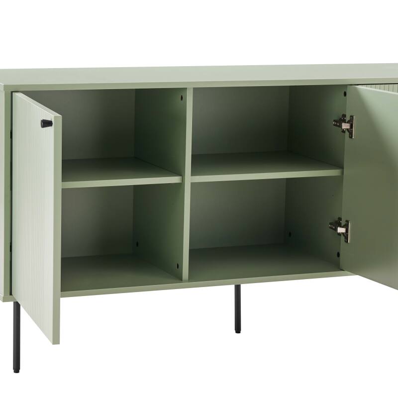 Buffet 2 portes et 3 tiroirs en acier et MDF décor mélaminé FSC® 150 cm