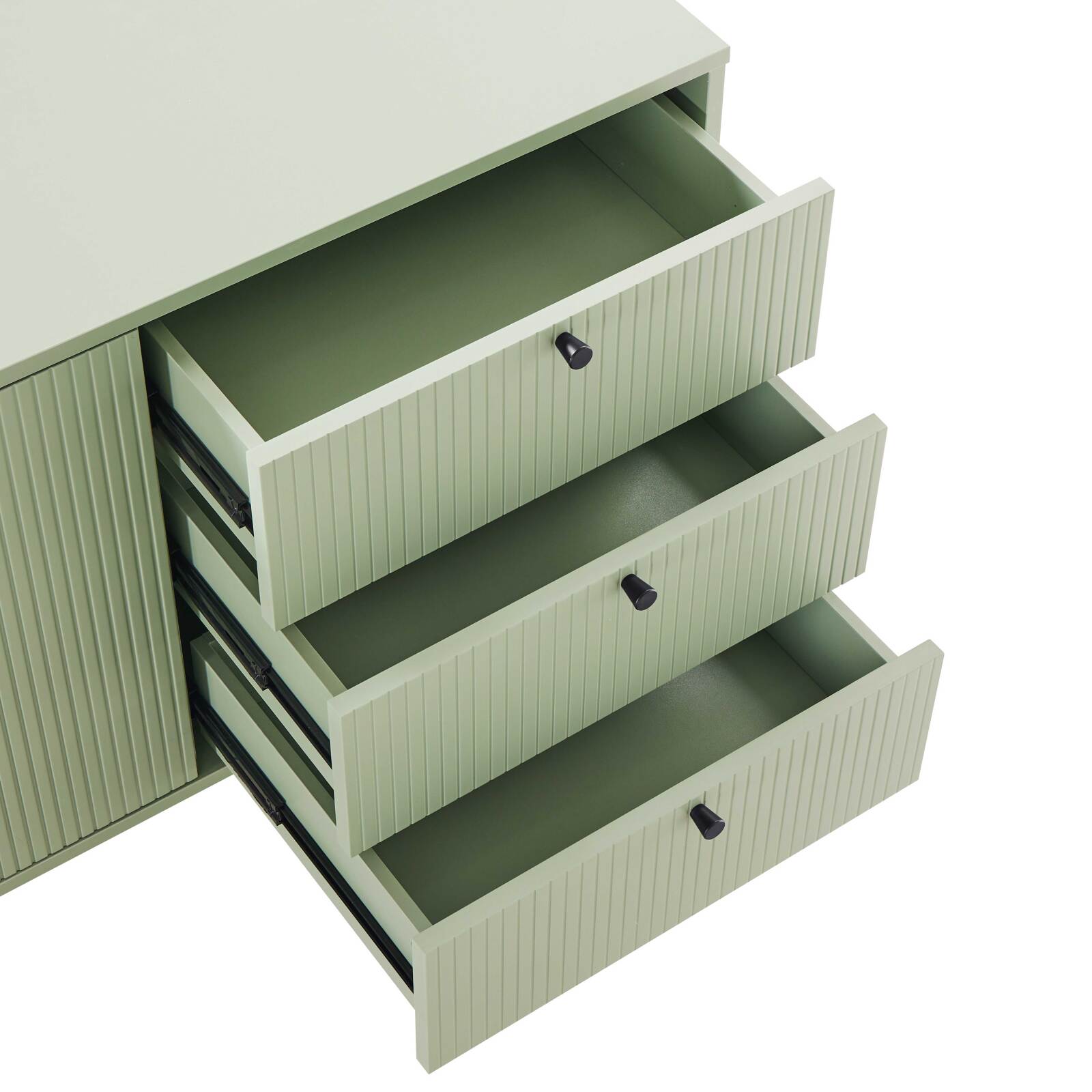 Buffet 2 portes et 3 tiroirs en acier et MDF décor mélaminé FSC® 150 cm