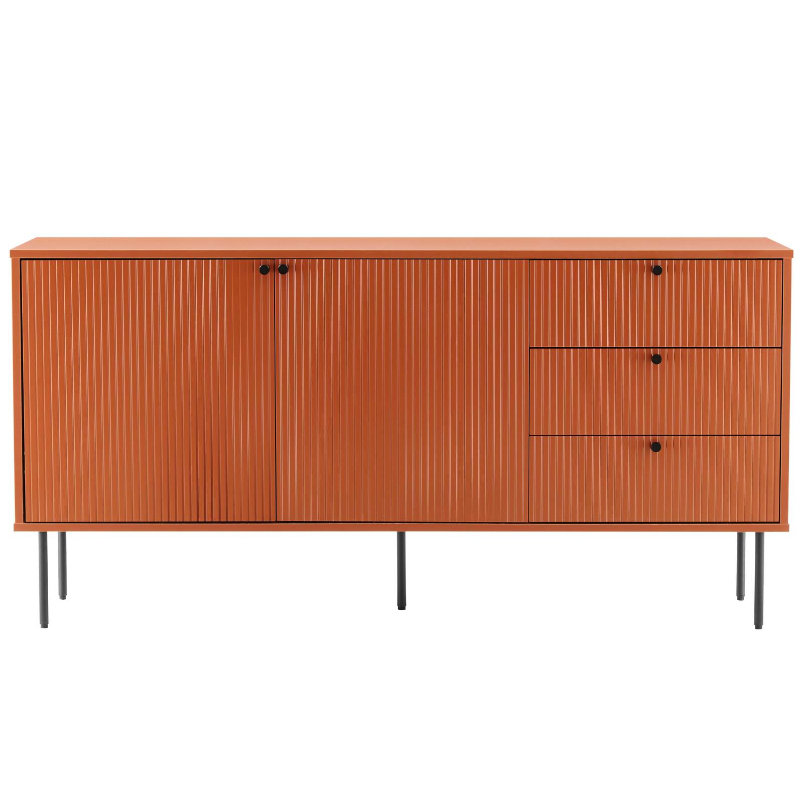Buffet 2 portes et 3 tiroirs en acier et MDF décor mélaminé FSC® 150 cm