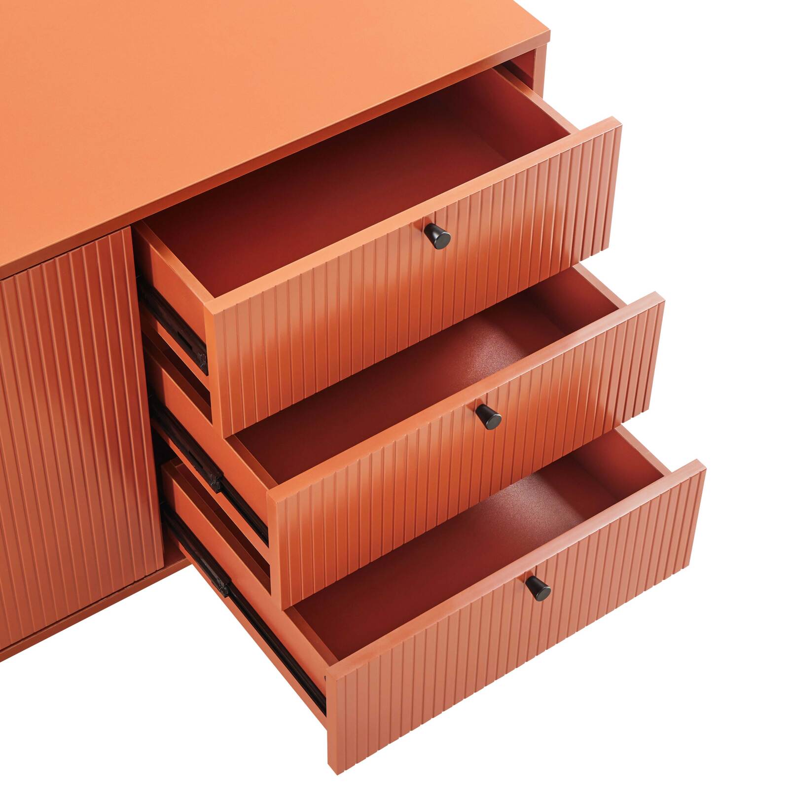 Buffet 2 portes et 3 tiroirs en acier et MDF décor mélaminé FSC® 150 cm