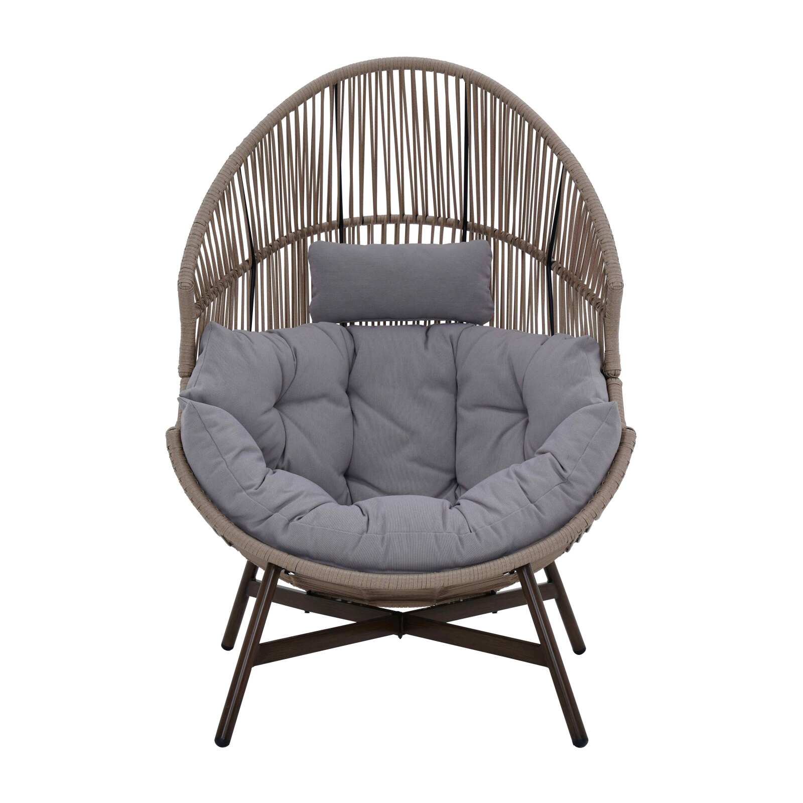 Fauteuil de jardin oeuf sur pied en acier et rotin 142 cm