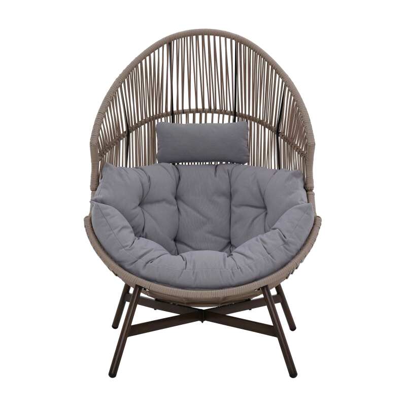 Fauteuil de jardin oeuf sur pied en acier et rotin 142 cm