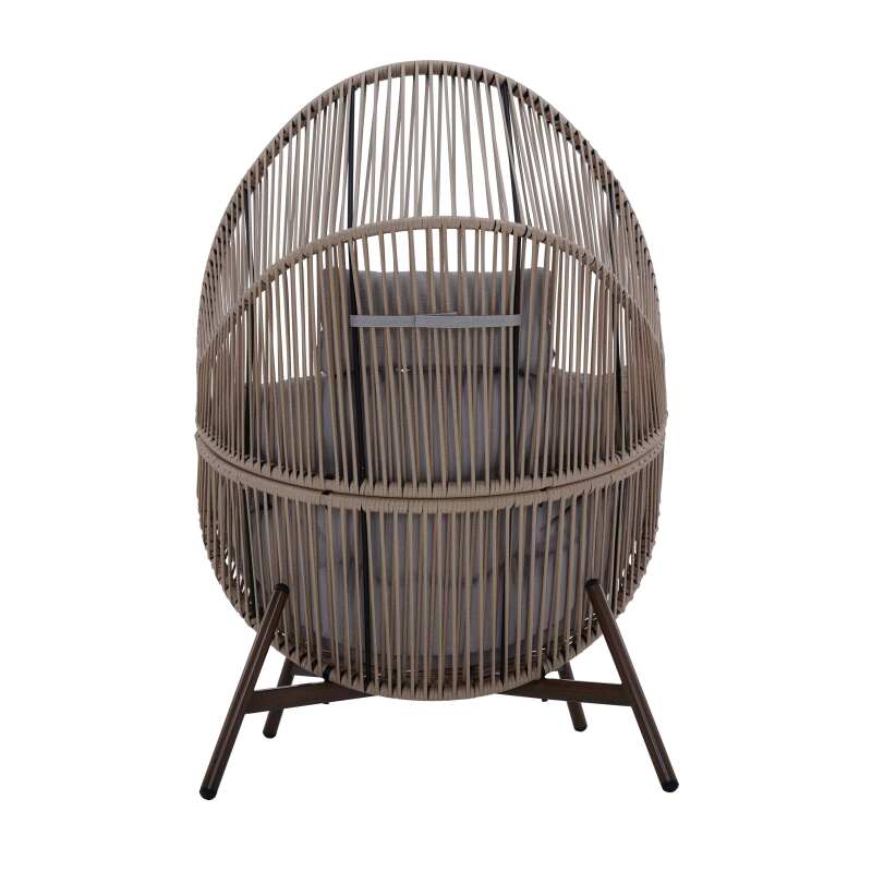 Fauteuil de jardin oeuf sur pied en acier et rotin 142 cm