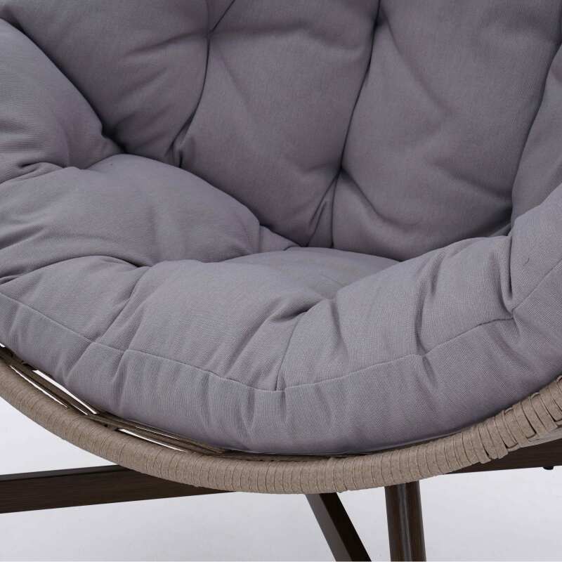 Fauteuil de jardin oeuf sur pied en acier et rotin 142 cm