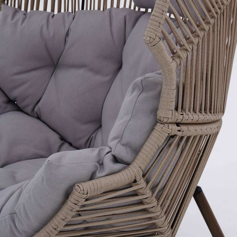Fauteuil de jardin oeuf sur pied en acier et rotin 142 cm