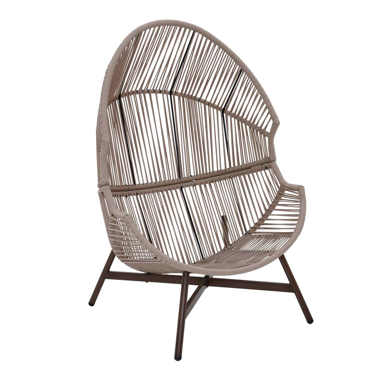Fauteuil de jardin oeuf sur pied en acier et rotin 142 cm