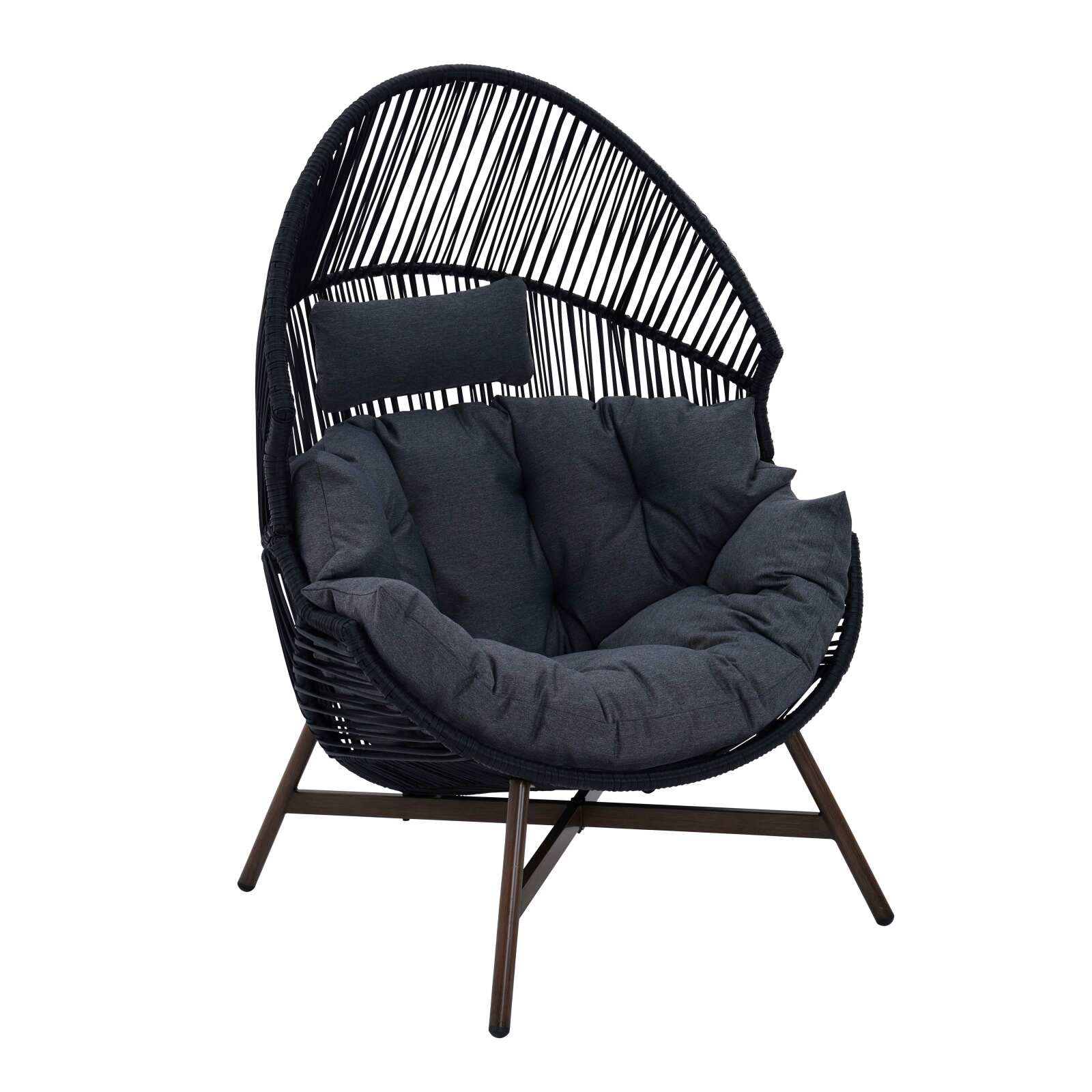 Fauteuil de jardin oeuf sur pied en acier et rotin 142 cm
