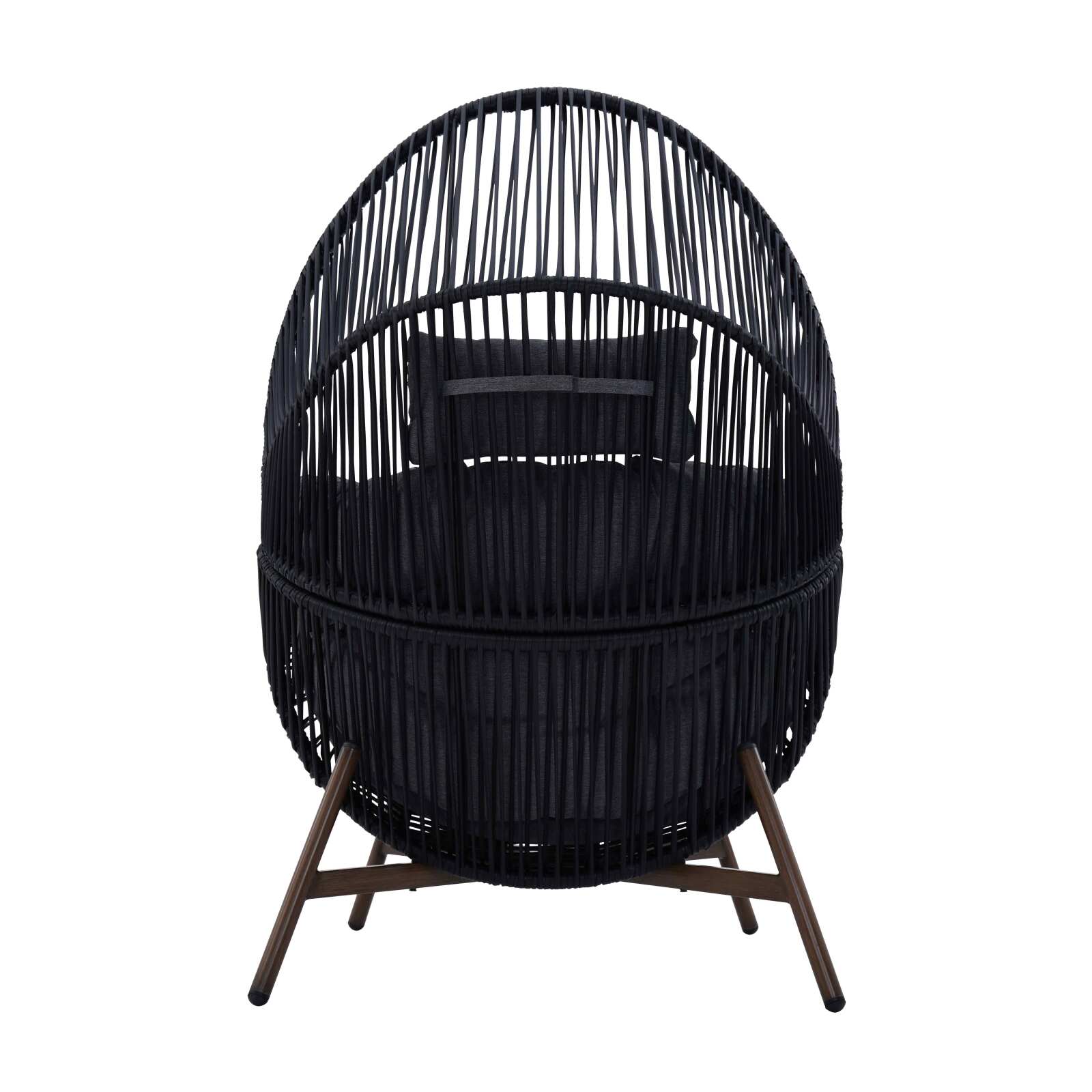 Fauteuil de jardin oeuf sur pied en acier et rotin 142 cm
