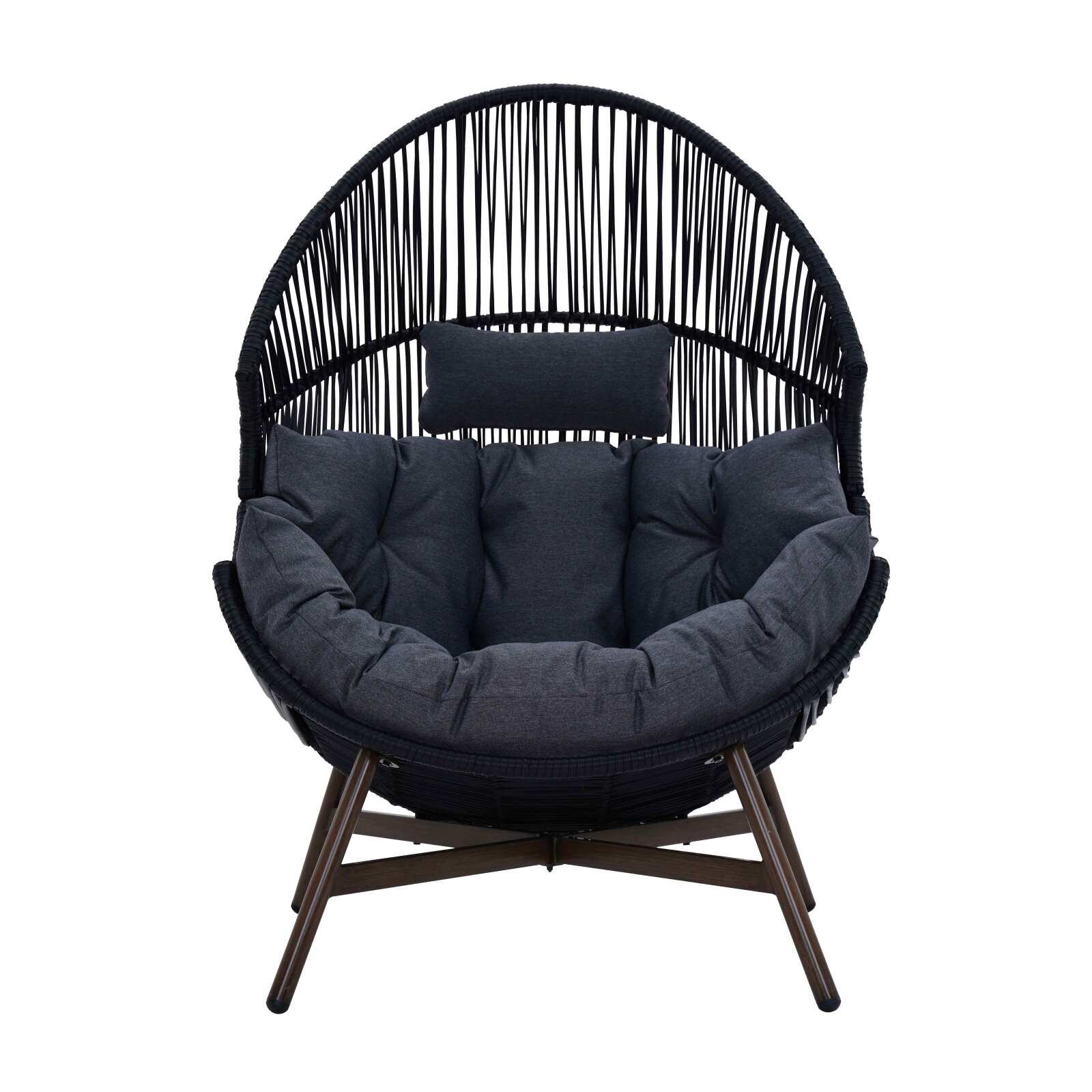 Fauteuil de jardin oeuf sur pied en acier et rotin 142 cm