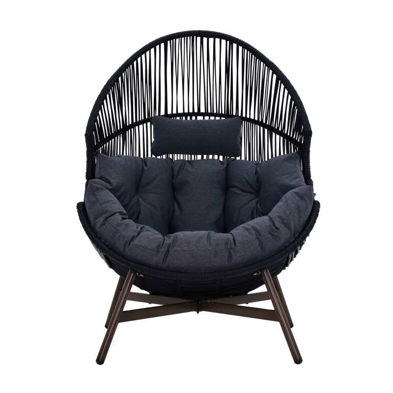 Fauteuil de jardin oeuf sur pied en acier et rotin 142 cm (2/7)