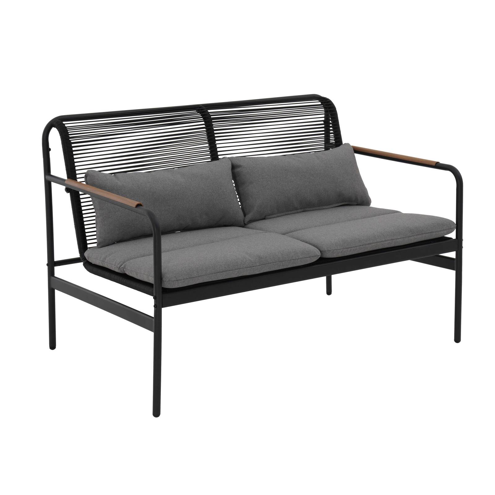 Salon de jardin 4 places en métal avec 1 canapé, 2 fauteuils et table basse