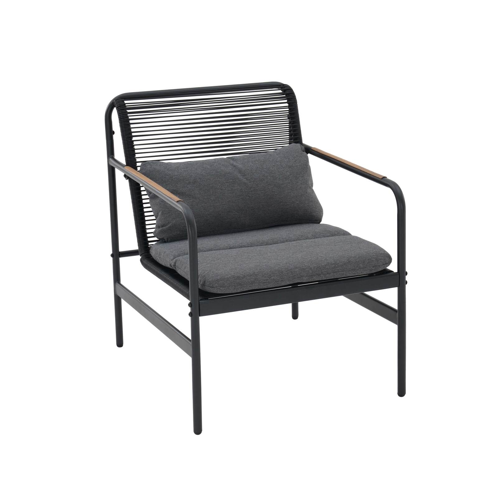 Salon de jardin 4 places en métal avec 1 canapé, 2 fauteuils et table basse