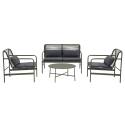 Salon de jardin 4 places en métal avec 1 canapé, 2 fauteuils et table basse