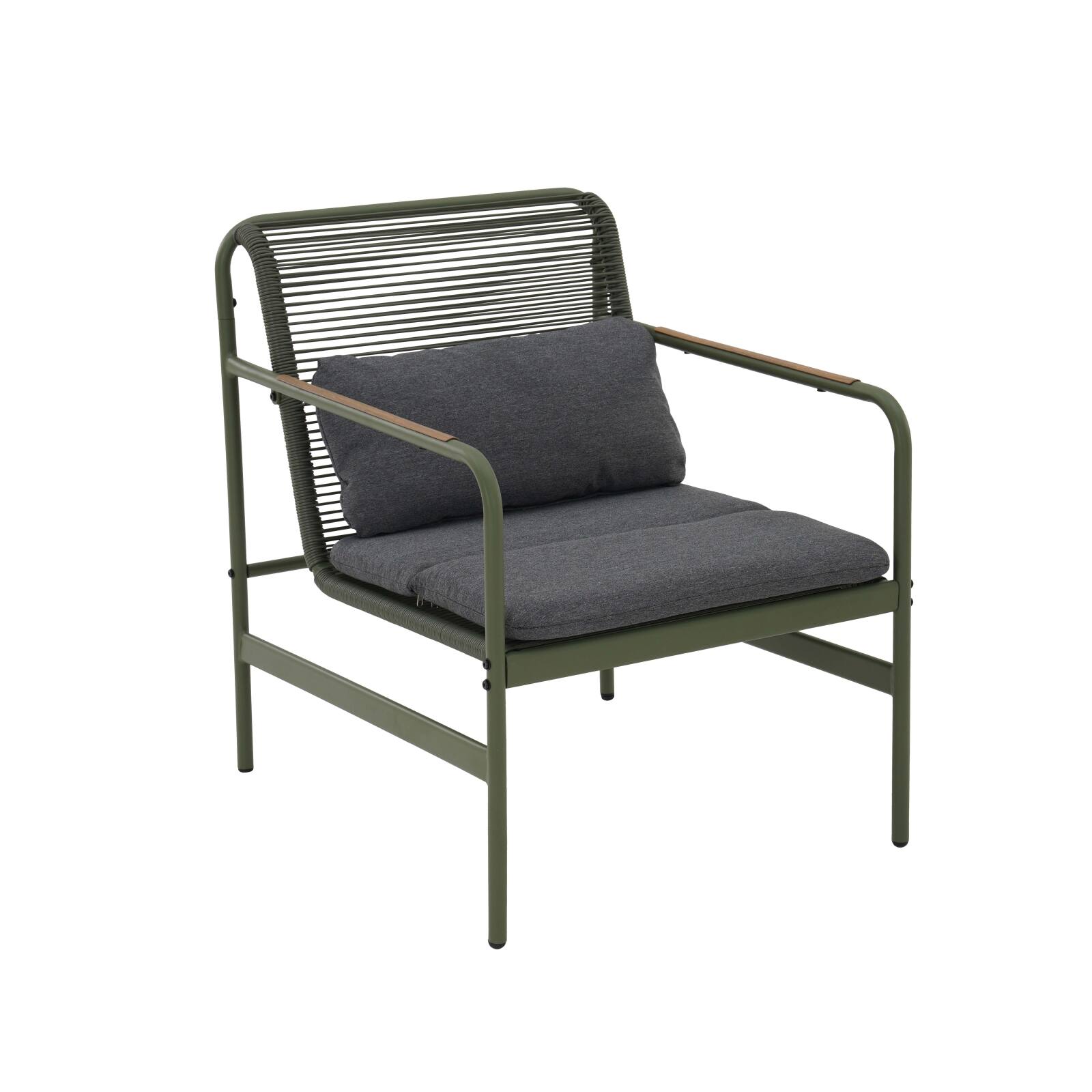 Salon de jardin 4 places en métal avec 1 canapé, 2 fauteuils et table basse