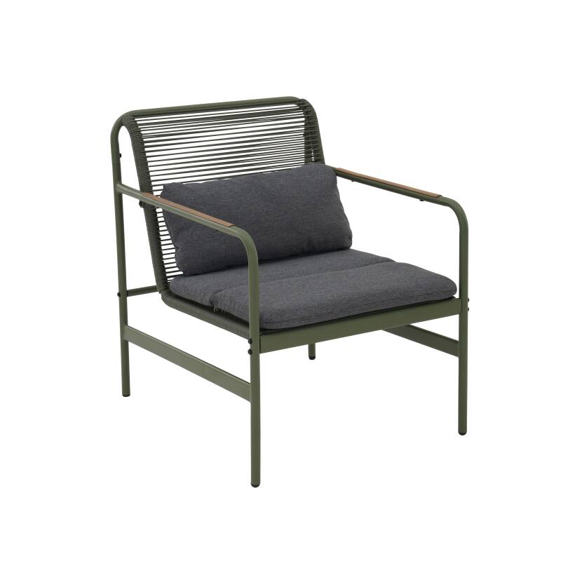 Salon de jardin 4 places en métal avec 1 canapé, 2 fauteuils et table basse