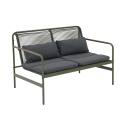 Salon de jardin 4 places en métal avec 1 canapé, 2 fauteuils et table basse