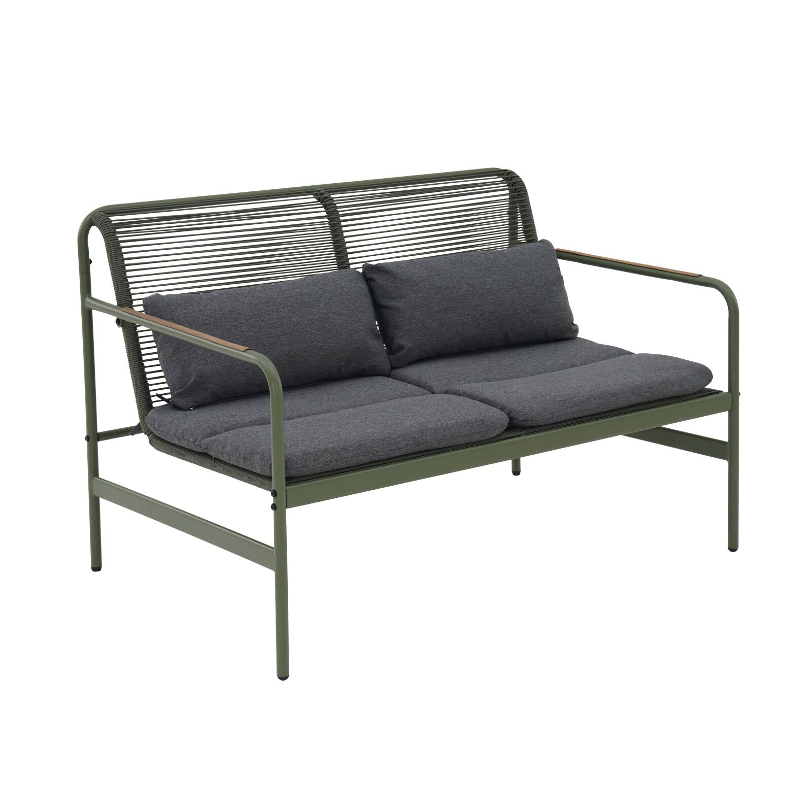 Salon de jardin 4 places en métal avec 1 canapé, 2 fauteuils et table basse