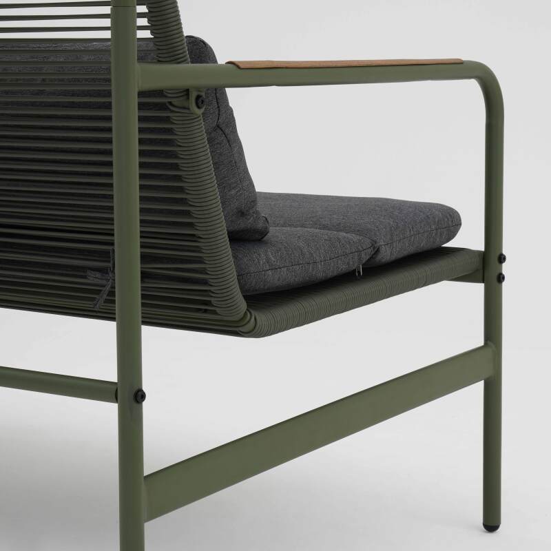 Salon de jardin 4 places en métal avec 1 canapé, 2 fauteuils et table basse