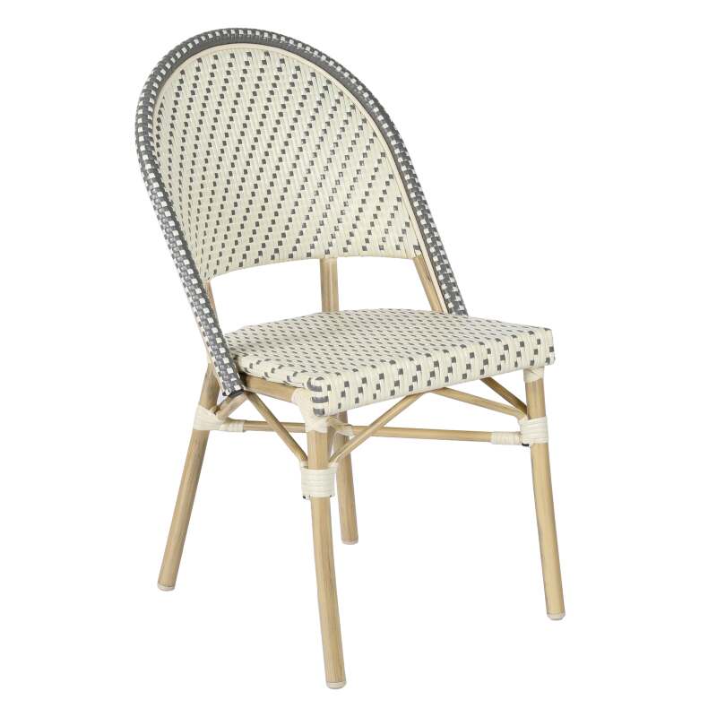 Table de terrasse ⌀60 cm inclinable stratifiée et 2 chaises style bistrot en aluminium et rotin synthétique (6/8)