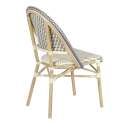 Table de terrasse ⌀60 cm inclinable stratifiée et 2 chaises style bistrot en aluminium et rotin synthétique