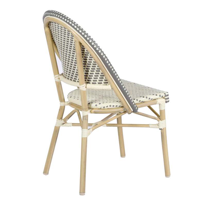 Table de terrasse ⌀60 cm inclinable stratifiée et 2 chaises style bistrot en aluminium et rotin synthétique (7/8)