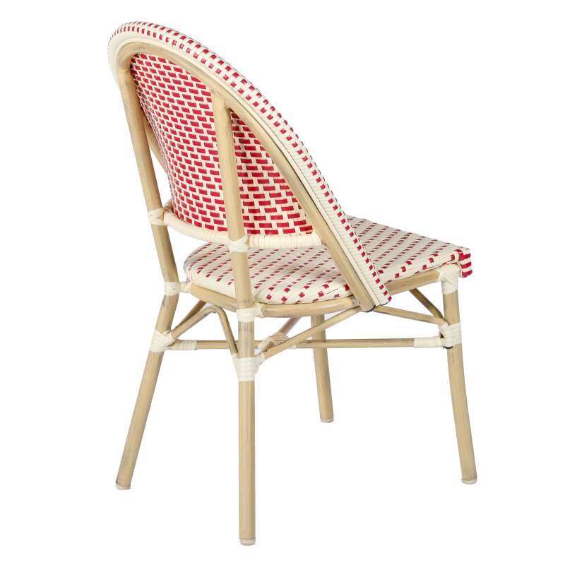 Table de terrasse ⌀60 cm inclinable stratifiée et 2 chaises style bistrot en aluminium et rotin synthétique (7/8)